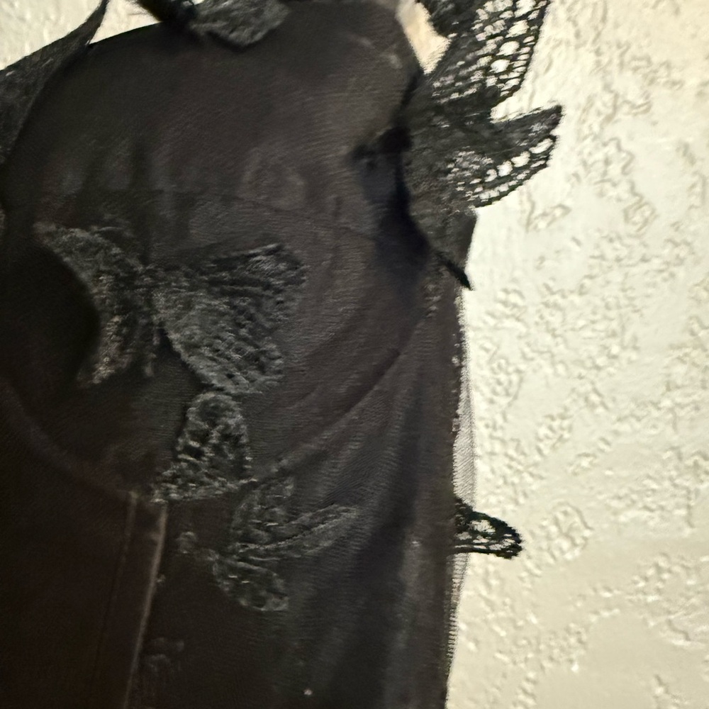 Black 3D Butterfly Tulle Maxi Dress Corset Bodice Romantic Goth Fairycore Size 8 - Picture 7 of 16